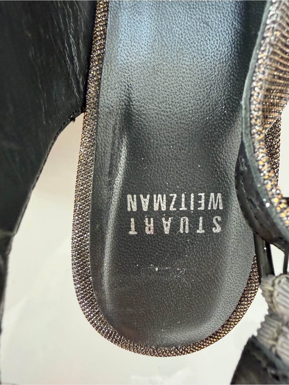 Stuart Weitzman Cork Wedge Slingback Peep Toe Shoes Bronze Metallic Size 7.5M - Picture 4 of 12